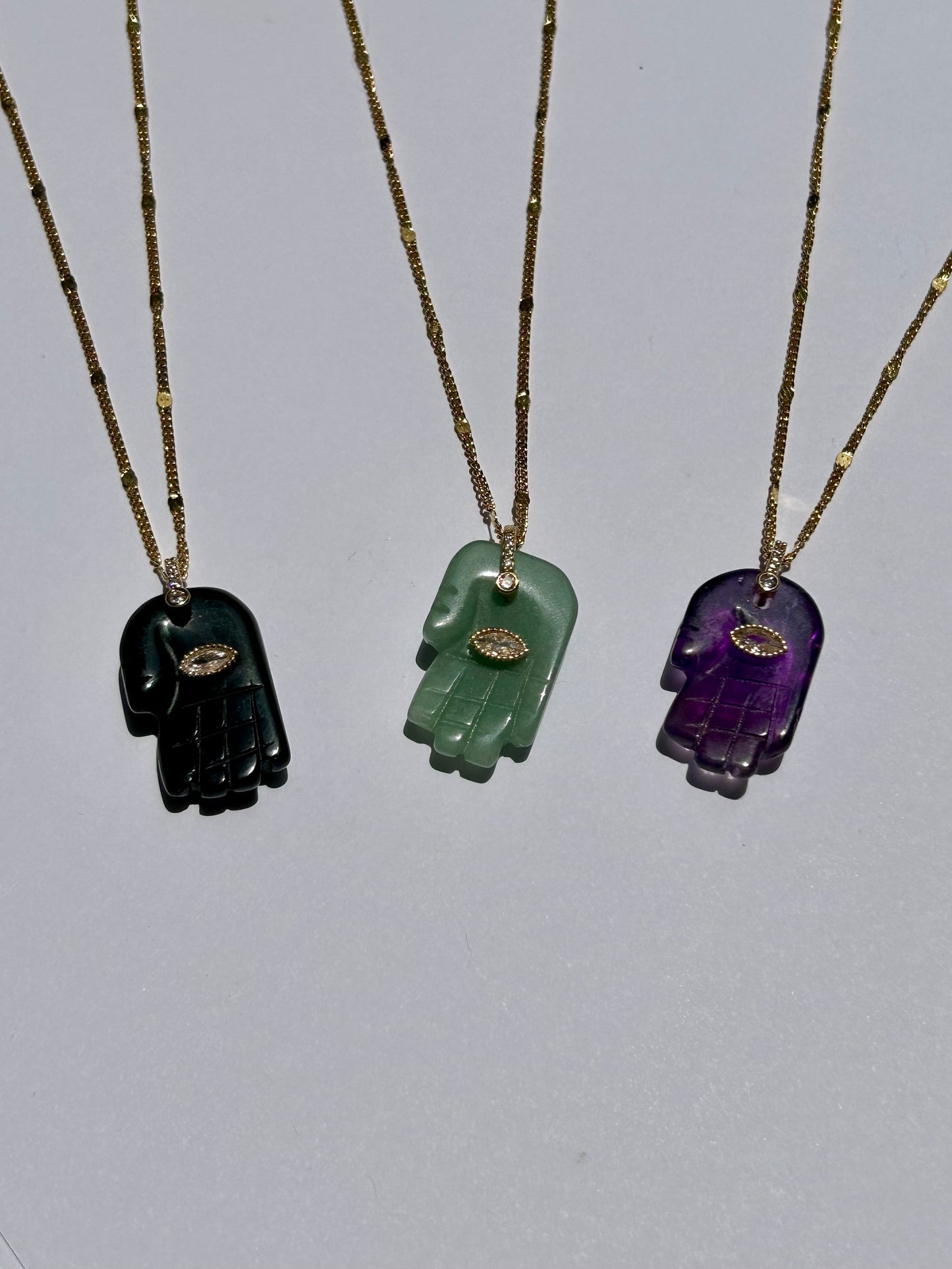 Hamsa quartz necklace