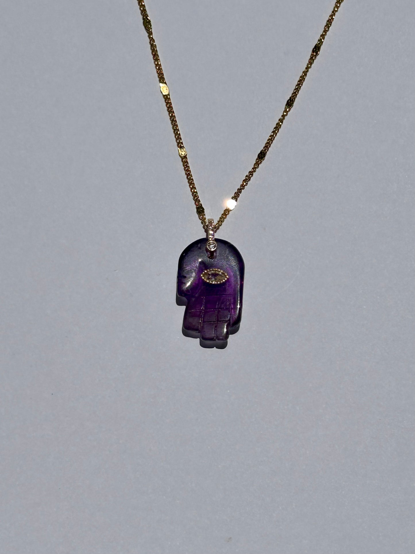 Hamsa quartz necklace