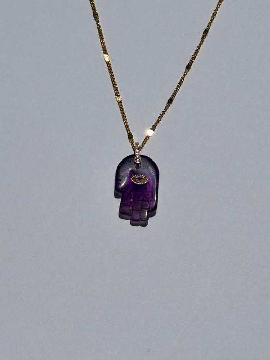 Hamsa quartz necklace